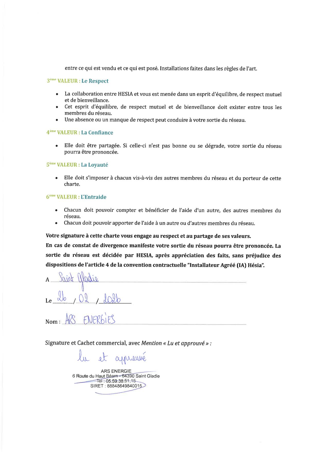 Charte éthique ARS Energies page 2